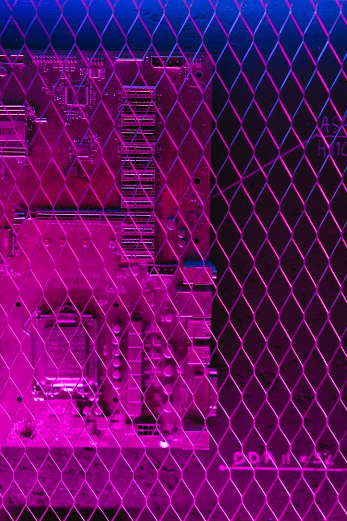 Motherboard Behind Wire Mesh